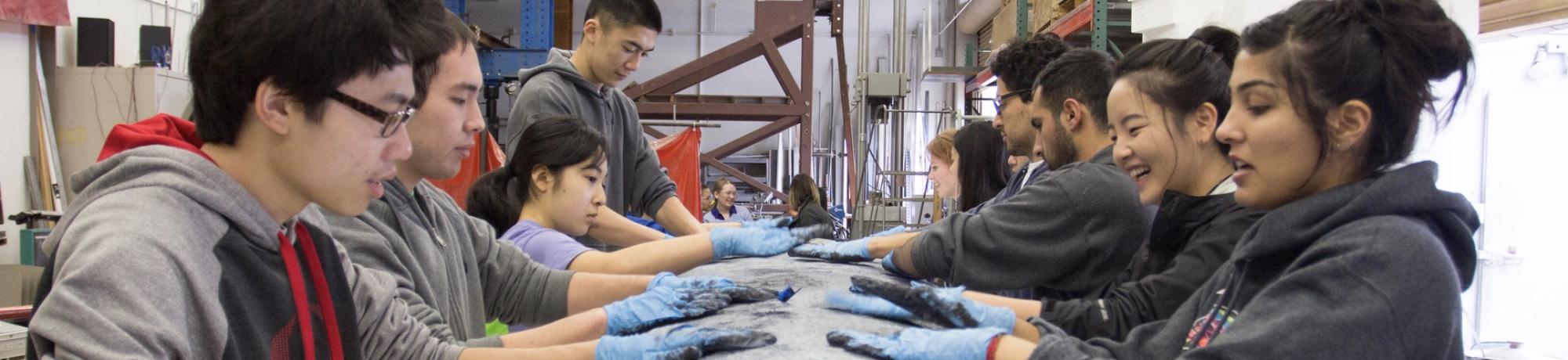 Students working hands on